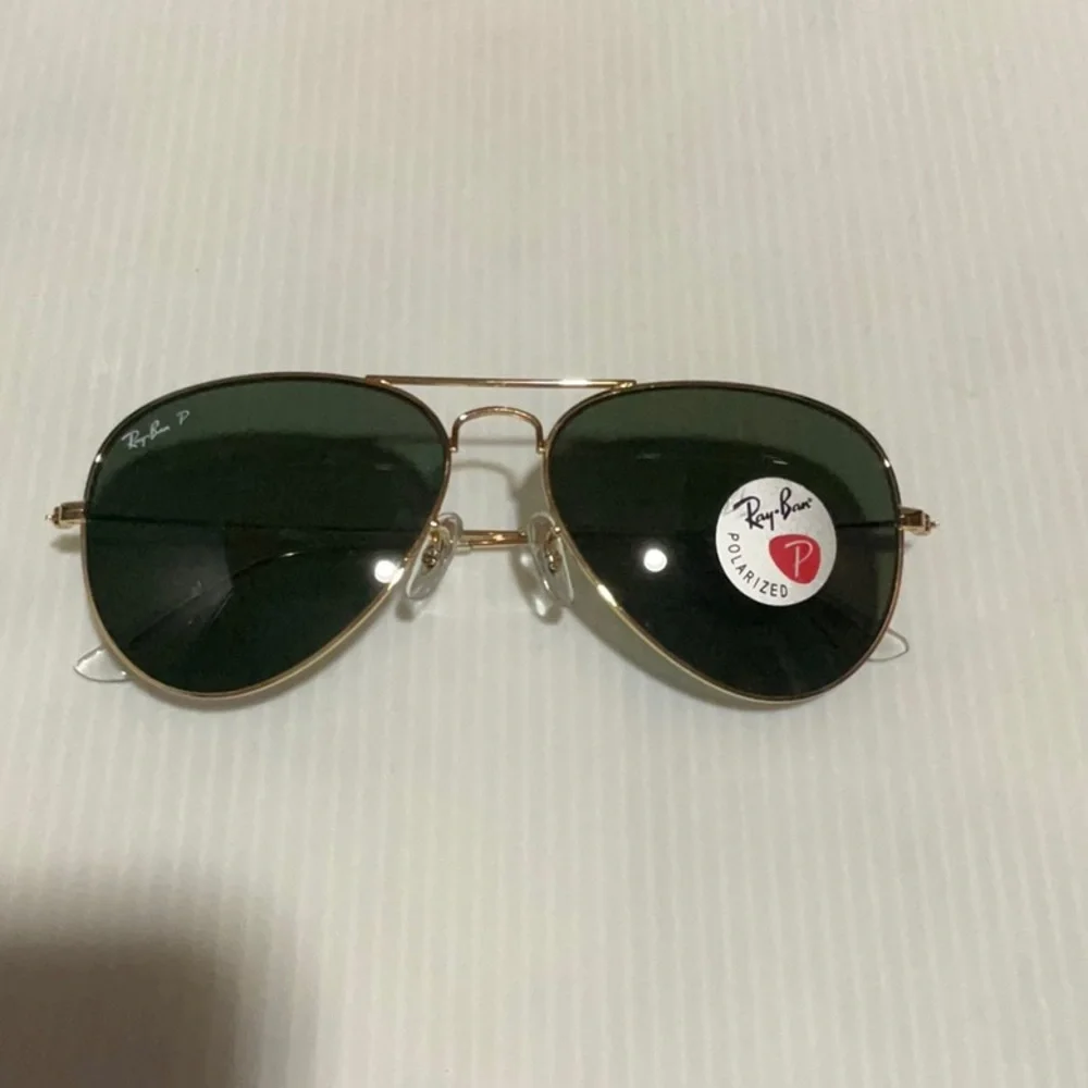 Ray ban sunglasses rb3025 aviator large metal frame green polarized lenses 58mm